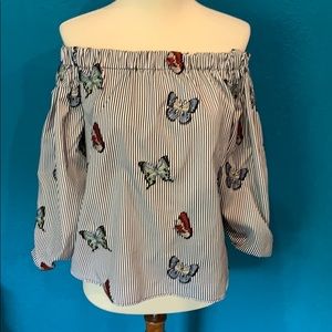 Zara Off-The-Shoulder Butterfly Top